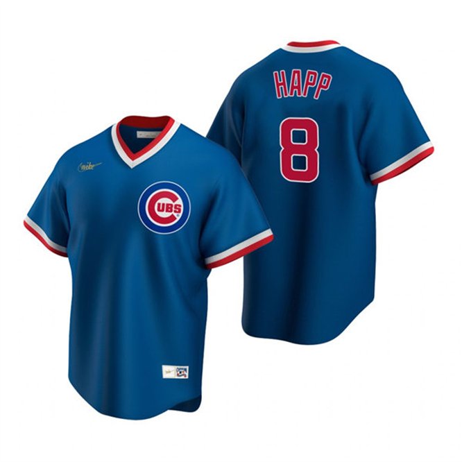 Mens Chicago Cubs #8 Ian Happ Royal Cooperstown Collection Jersey