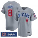 Men's Chicago Cubs #8 lan Happ Gray 'Ryne Sandberg Tribute' Vapor Limited V3 Jersey