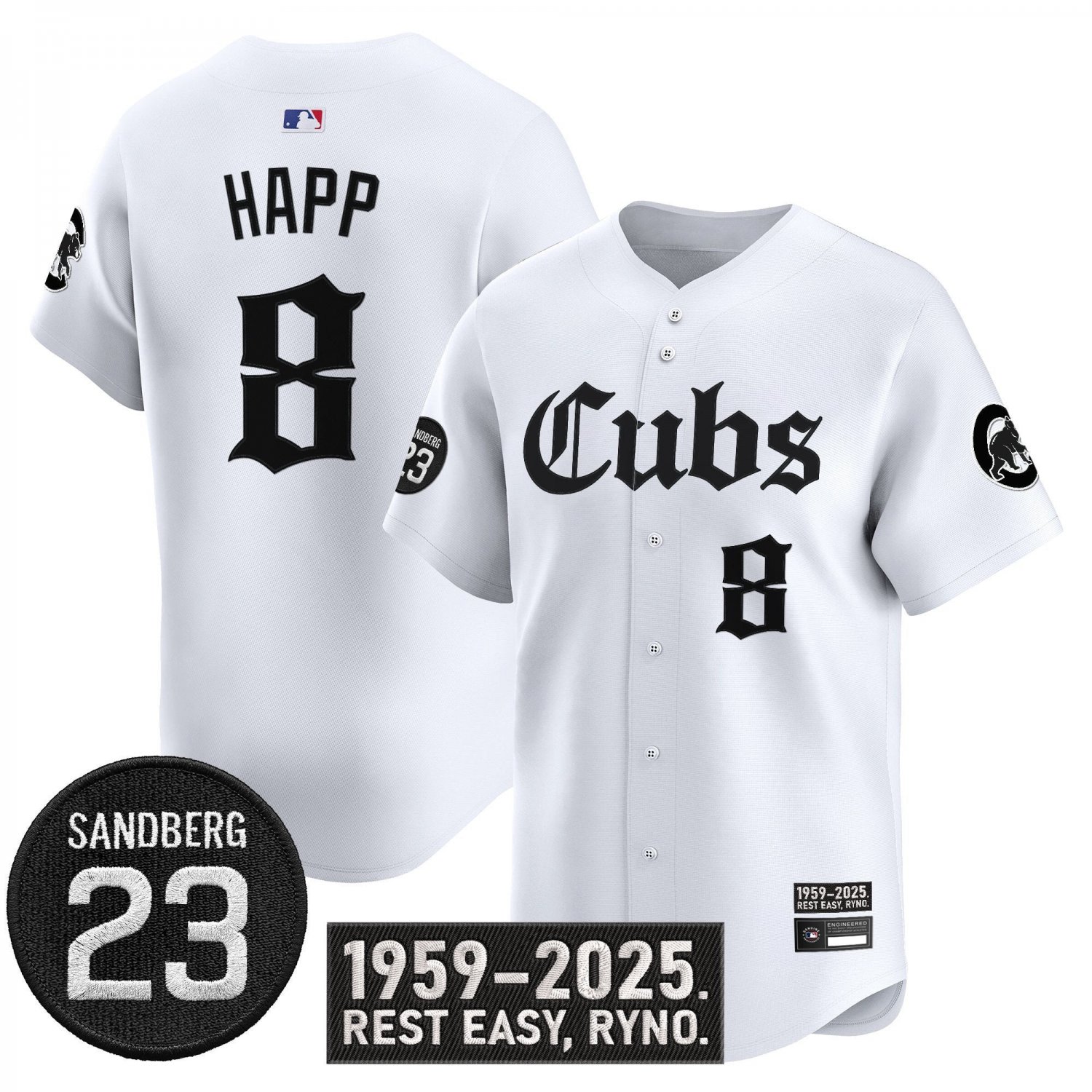 Ian Happ Jersey #8 Chicago Cubs Gothic North Side Edition Vapor Limited Stitched White
