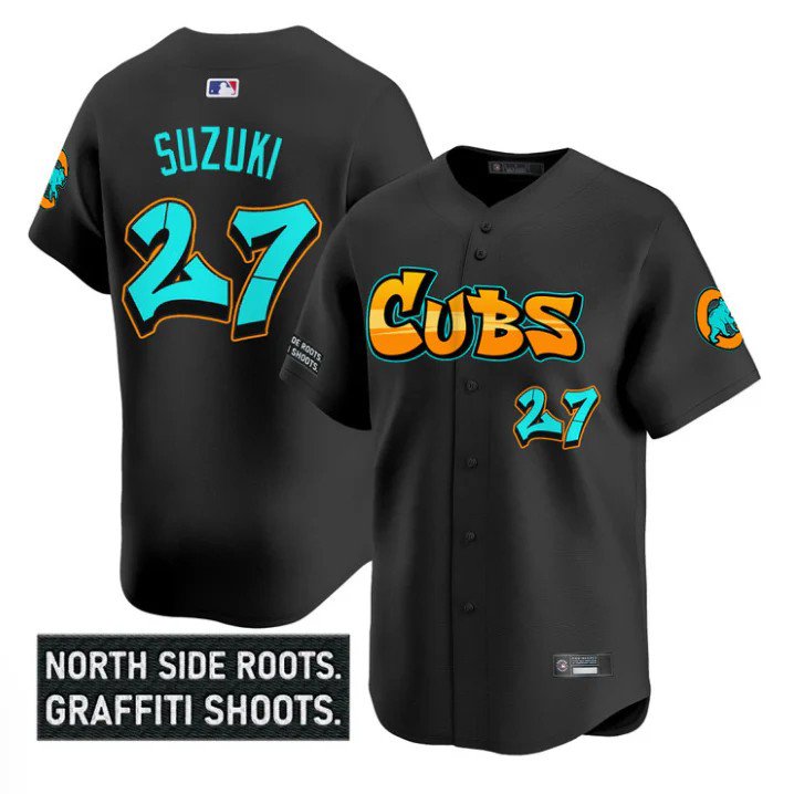 Seiya Suzuki Jersey #27 Chicago Cubs Graffiti North Side Edition Stitched Black