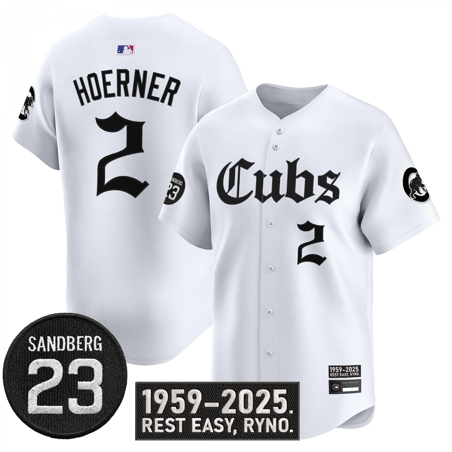 Nico Hoerner Jersey #2 Chicago Cubs Gothic North Side Edition Vapor White