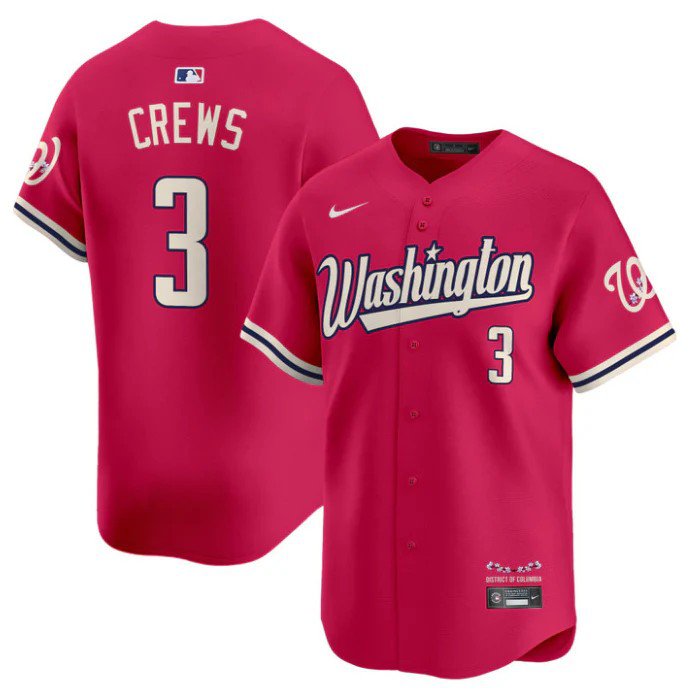 Dylan Crews Jersey #3 Washington Nationals Vapor Limited All Stitched Pink