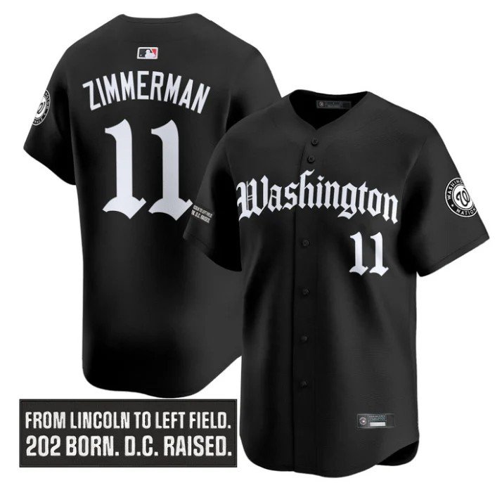 Ryan Zimmerman Jersey #11 Washington Nationals Gothic Capitol Edition Stitched Black