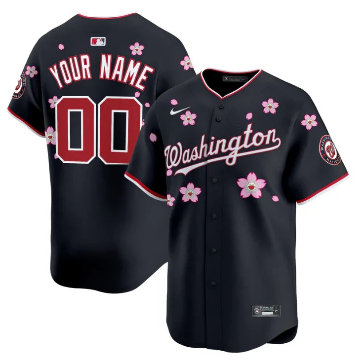 Custom Washington Nationals Jersey Name Number Cherry Blossom Vapor Premier