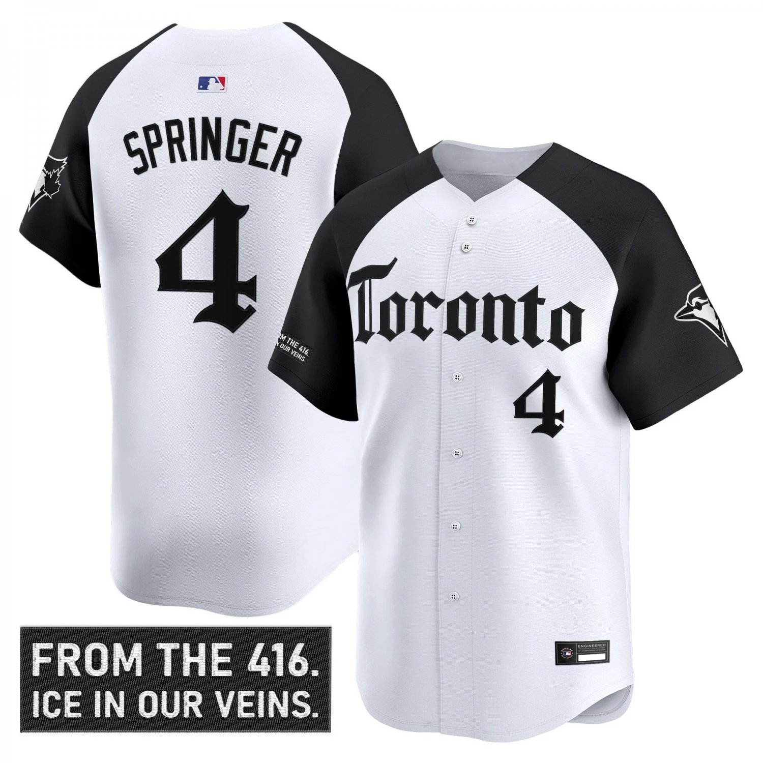 George Springer Jersey #4 Toronto Blue Jays Gothic North Alternate