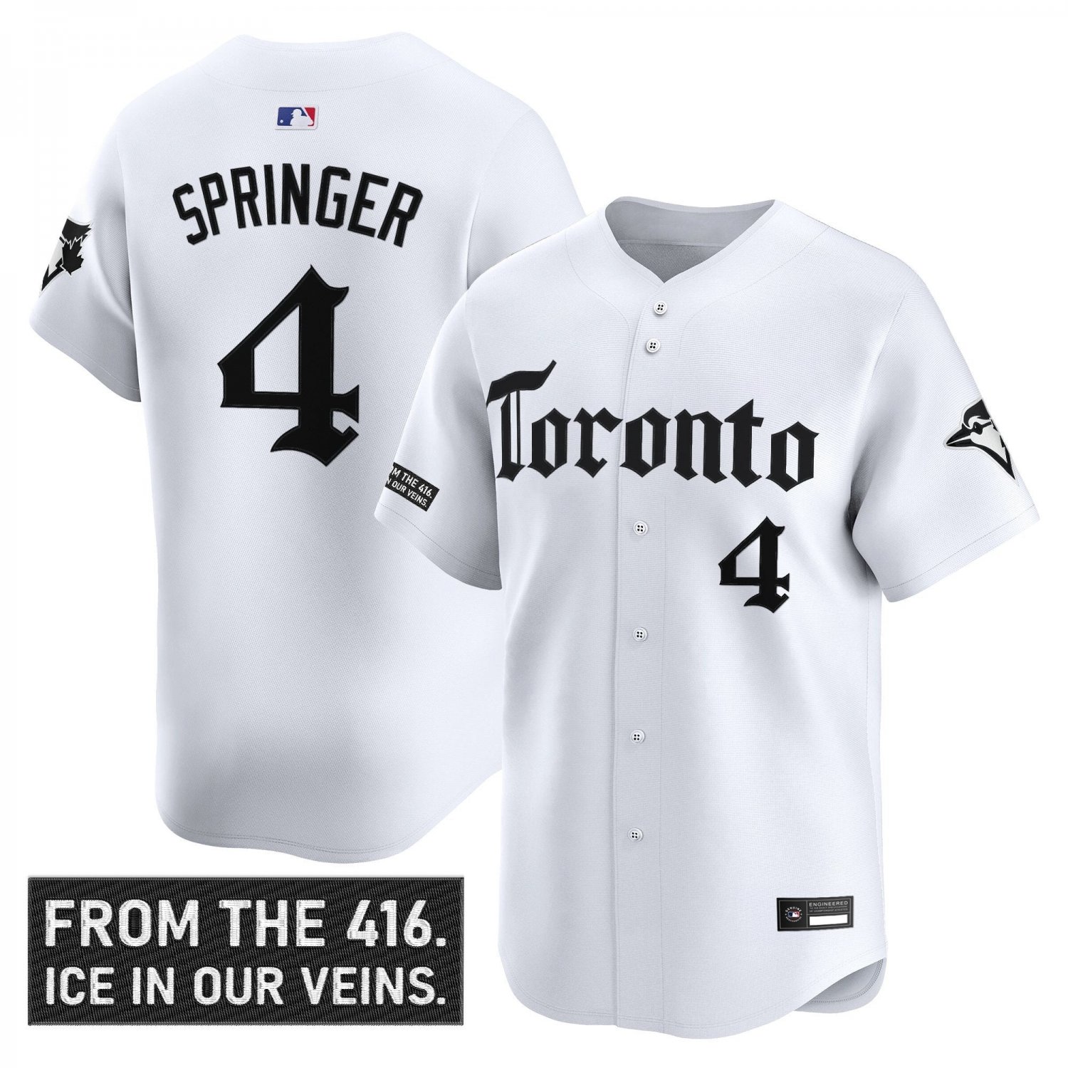 George Springer Jersey #4 Toronto Blue Jays Gothic North White
