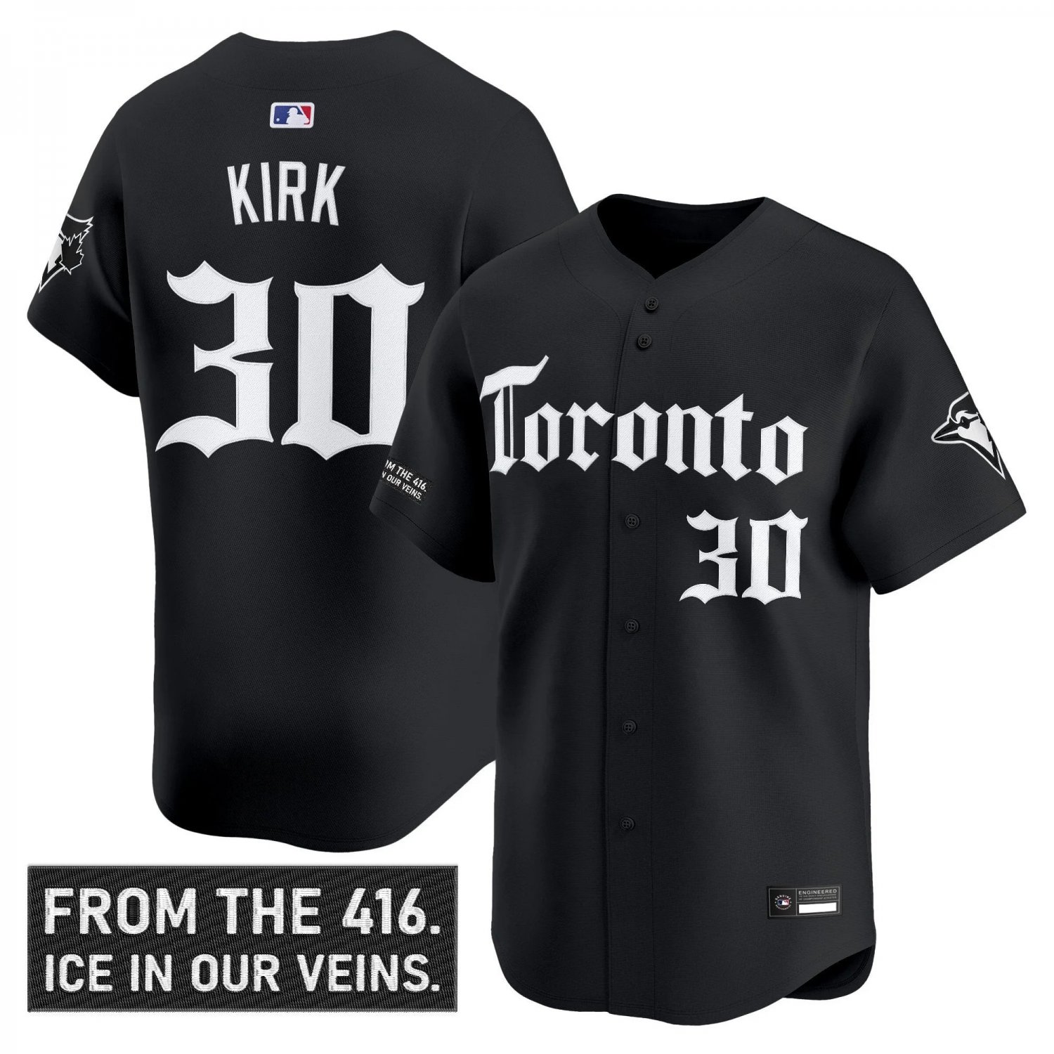 Alejandro Kirk Jersey #30 Toronto Blue Jays Gothic North Black