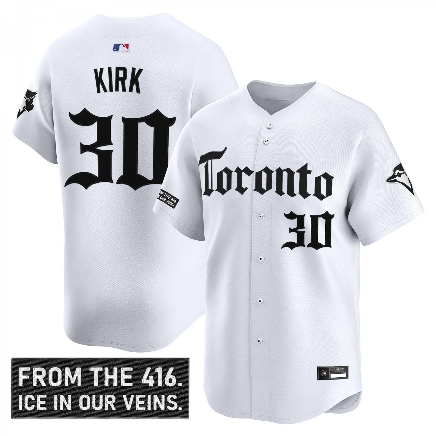 Alejandro Kirk Jersey #30 Toronto Blue Jays Gothic North White
