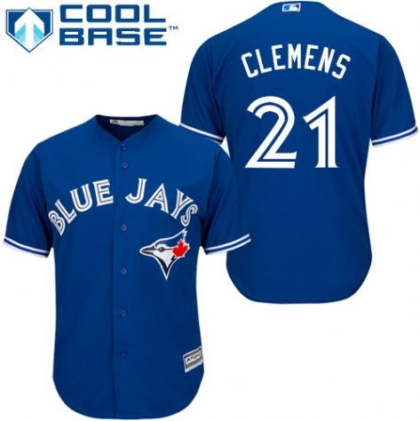 Toronto Blue Jays Retired Player #21 Roger Clemens Alternate Blue Cool Base Baseball Jersey
