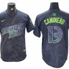 Tampa Bay Rays #13 Junior Caminero Charcoal 2024 City Connect Cool Baseball Jersey
