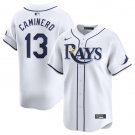 Men's Tampa Bay Rays #13 Junior Caminero White Cool Base Stitched Baseball Jersey