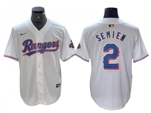 Texas Rangers #2 Marcus Semien White Cool Base Jersey