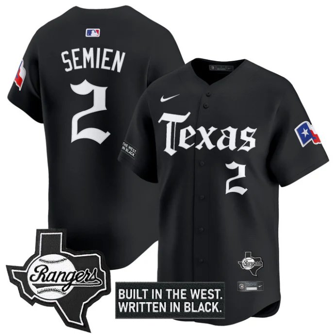 Marcus Semien Jersey #2 Texas Rangers Gothic Frontier Edition Vapor Black