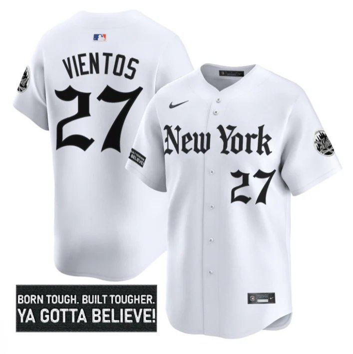 Mark Vientos Jersey #27 New York Mets Gothic North Edition Stitched White
