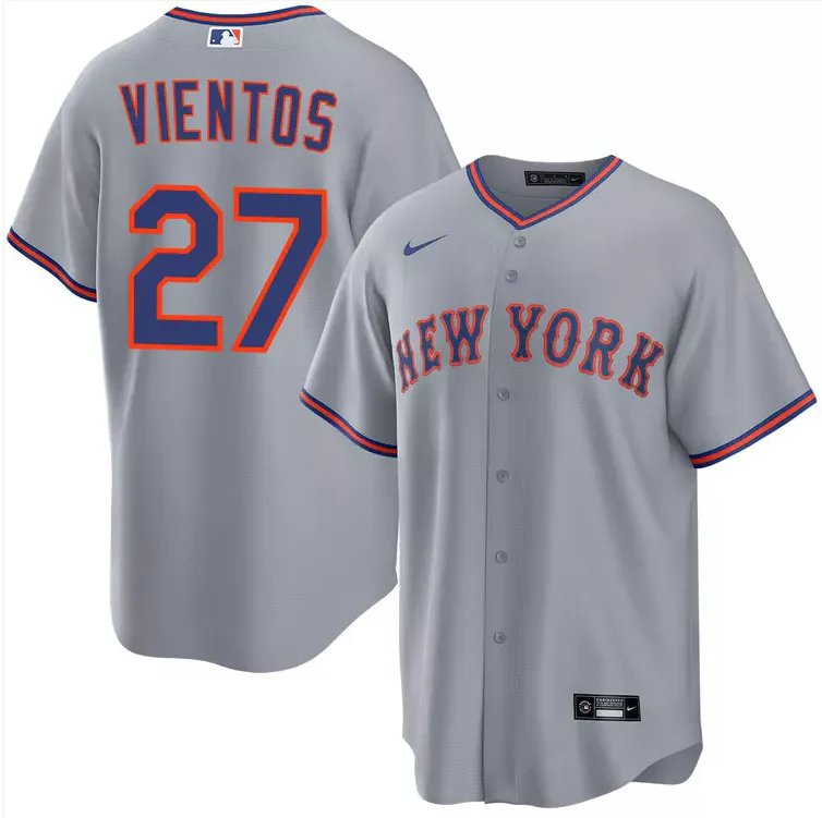 New York Mets #27 Mark Vientos Nike 2025 Gray Road Limited Jersey