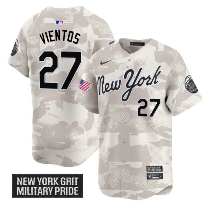 Mark Vientos Jersey #27 New York Mets 2025 Armed Forces Day Vapor Stitched Camo