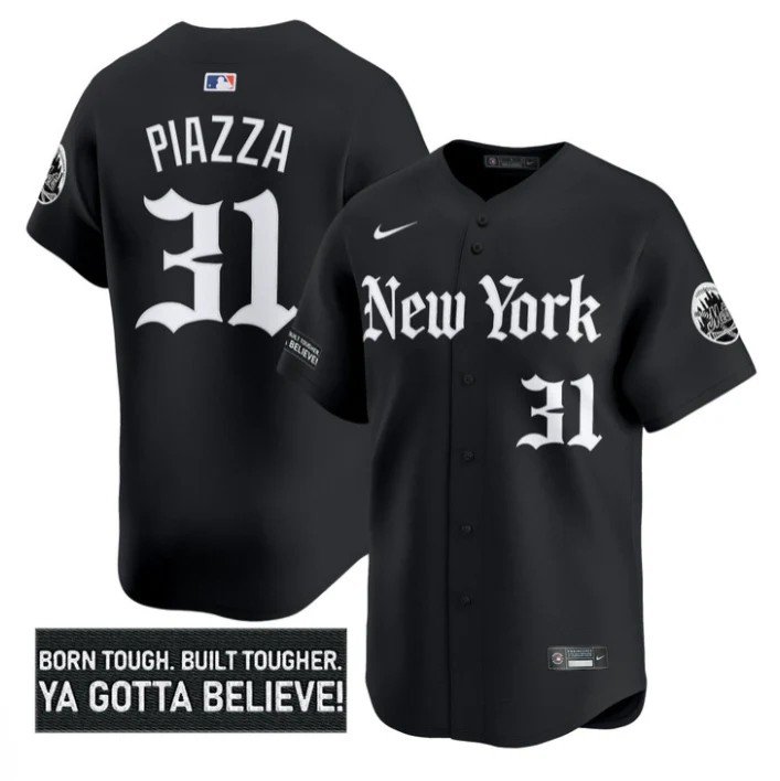 Mike Piazza Jersey #31 New York Mets Gothic North Edition Stitched Black