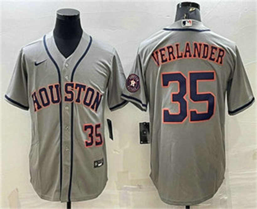 Astros #35 Justin Verlander Cool Baseball Jersey Gray