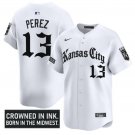Salvador Perez Jersey #13 Kansas City Royals Gothic Crown Edition White