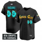 Cole Ragans Jersey #55 Kansas City Royals Graffiti Crown Drop Stitched Black