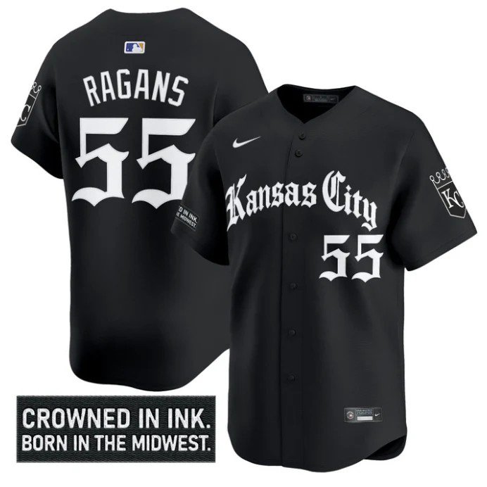 Cole Ragans Jersey #55 Kansas City Royals Gothic Crown Edition Black
