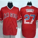 Mens Angels Of Anaheim #27 Mike Trout Red USA Flag Fashion Stitched Jersey