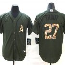 Men's Los Angeles Angels #27 Mike Trout Green Salute To Service Stitched Jersey