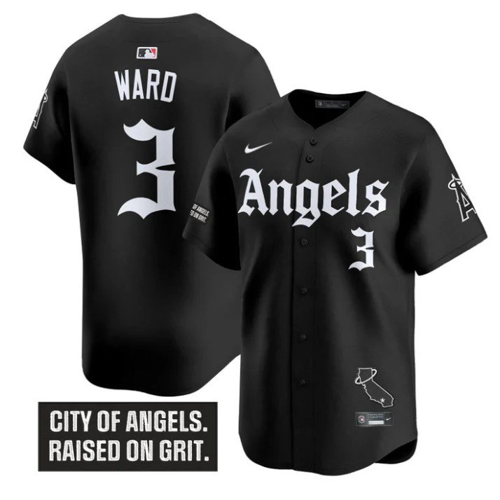 Taylor Ward Jersey #3 Los Angeles Angels Gothic Halo Edition Stitched Black