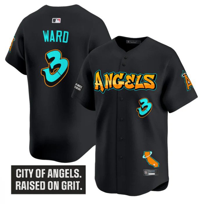 Taylor Ward Jersey #3 Los Angeles Angels Graffiti Halo Drop Edition Black