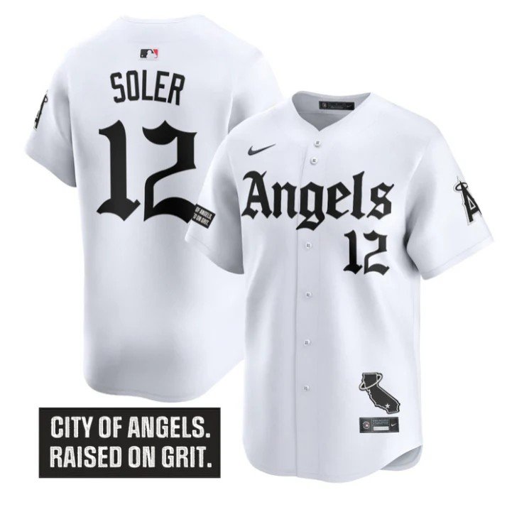Jorge Soler Jersey #12 Los Angeles Angels Gothic Halo Edition Stitched White