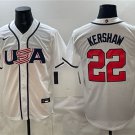 Men's USA Baseball #22 Clayton Kershaw White 2026 World Baseball Classic Home Jersey