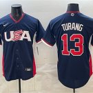 Men's USA Baseball #13 Brice Turang Navy 2026 World Baseball Classic Road Jersey