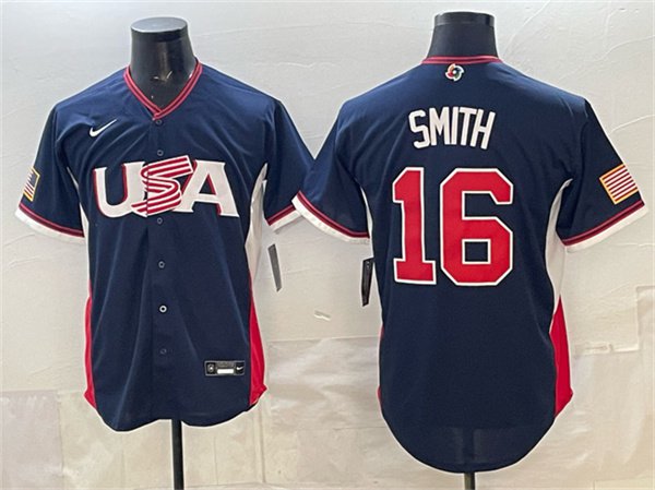 Men's USA Baseball #16 Will Smith Navy 2026 World Baseball Classic Road Jersey