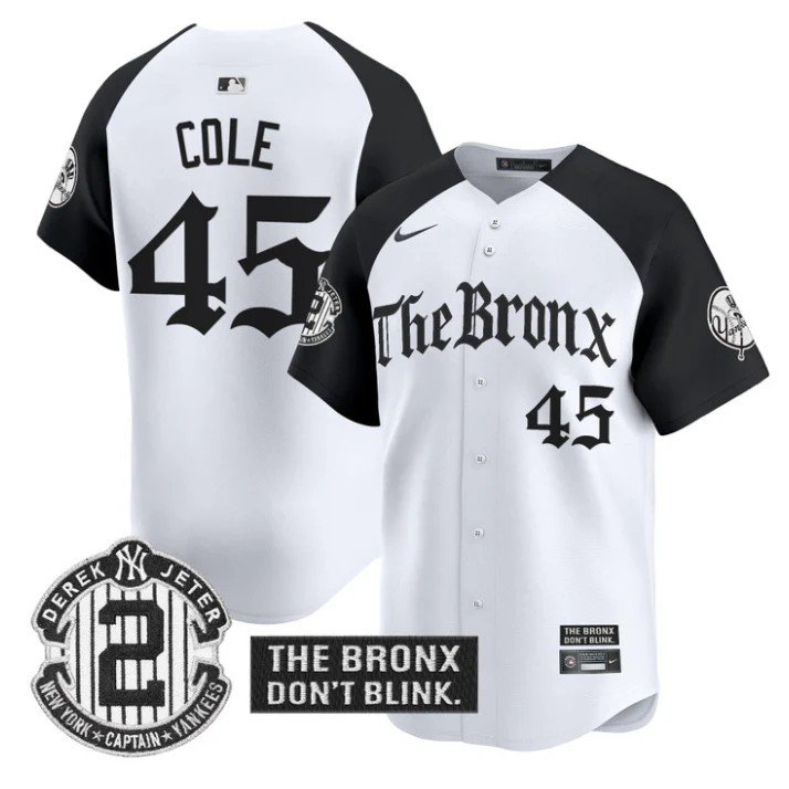 Gerrit Cole Jersey #45 Yankees The Bronx Gothic Ink Drop Edition