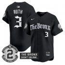 Babe Ruth Jersey #3 Yankees The Bronx Gothic Ink Drop Edition Stitched Black