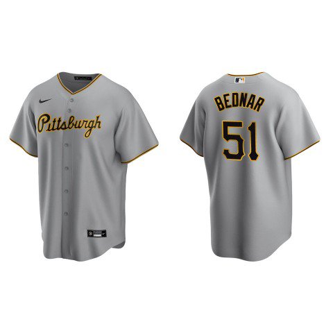 Pittsburgh Pirates #51 David Bednar Nike Gray Road CoolBase Jersey