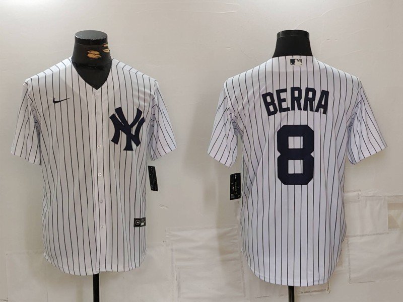 Any Size New York Yankees #8 Yogi Berra White Cool Base Stitched Baseball Jersey