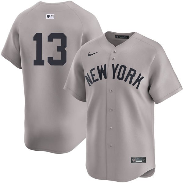NYY #13 Jazz Chisholm Jr Away Grey Cool Base Stitched Jersey