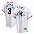 Great Britain Baseball #3 Jazz Chisholm Jr. Nike White 2026 World Baseball Jersey