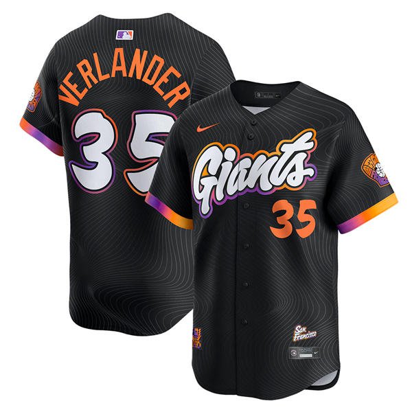 San Francisco Giants #35 Justin Verlander Nike Anthracite 2025 City Jersey