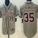 Men's Detroit Tigers #35 Justin Verlander Grey Number Cool Base Jersey