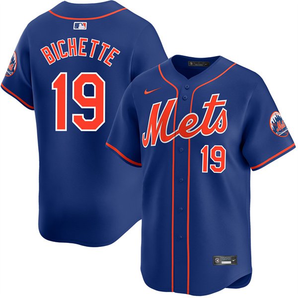 Men's New York Mets #19 Bo Bichette 2026 Blue Cool Base Stitched Baseball Jersey