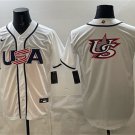 Men's USA Baseball White 2026 World Baseball Classic Big Logo Home Stadium Stitched Jersey