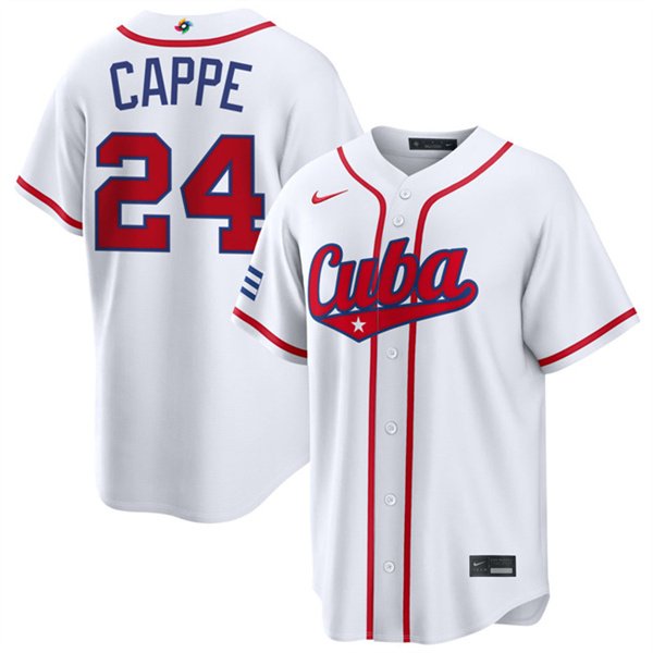 Men's Cuba Baseball #24 Yiddi Cappe White 2026 World Baseball Classic Home Jersey