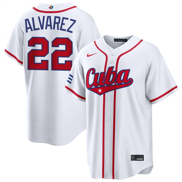 Men's Cuba Baseball #22 Frank Alvarez White 2026 World Baseball Classic Home Jersey
