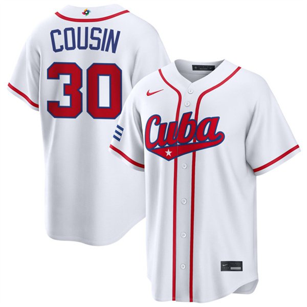 Men's Cuba Baseball #30 Josimar Cousin White 2026 World Baseball Classic Home Jersey