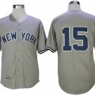 New York Yankees #15 Thurman Munson Gray Throwback Jersey