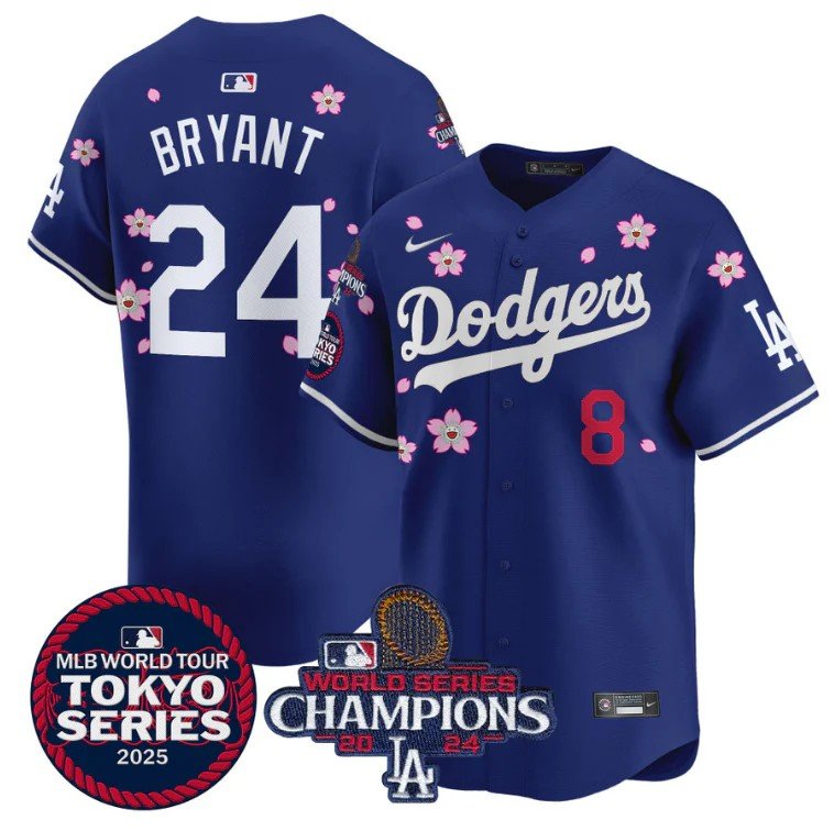 Kobe Bryant Jersey #24 Dodgers Tokyo Series 2025 World Series Champions Jersey Royal