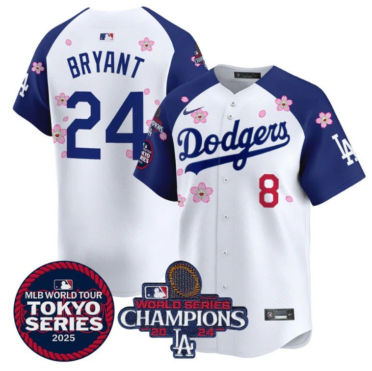 Kobe Bryant Jersey #24 Dodgers Tokyo Series 2025 World Series Champions Patch