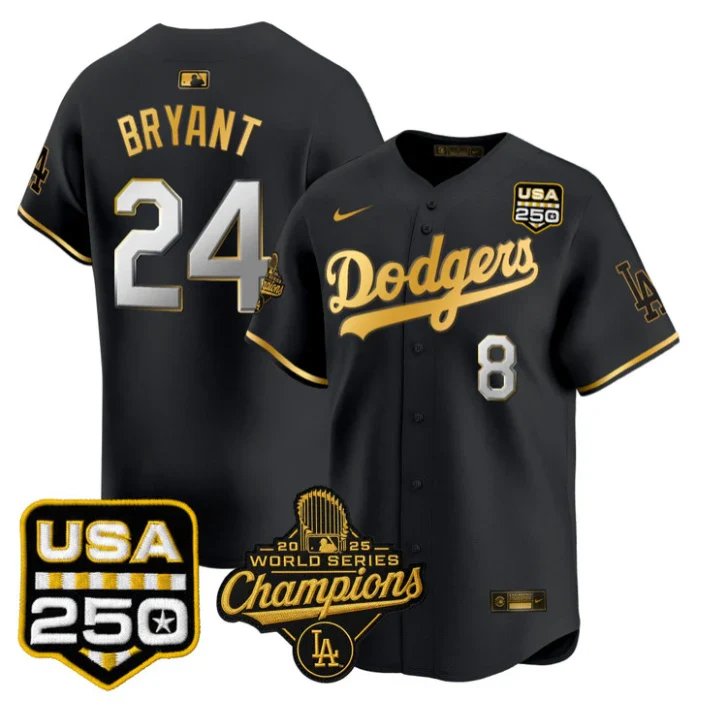 Kobe Bryant Jersey #8 Dodgers 2025 World Series Champions 250 USA Patch